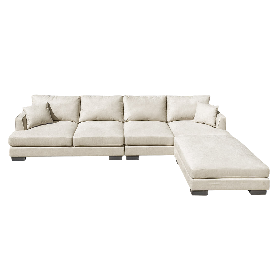 Santos Large 4 Seater + Ottoman - Latte