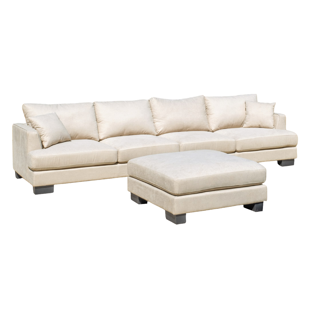 Santos Large 4 Seater + Ottoman - Latte