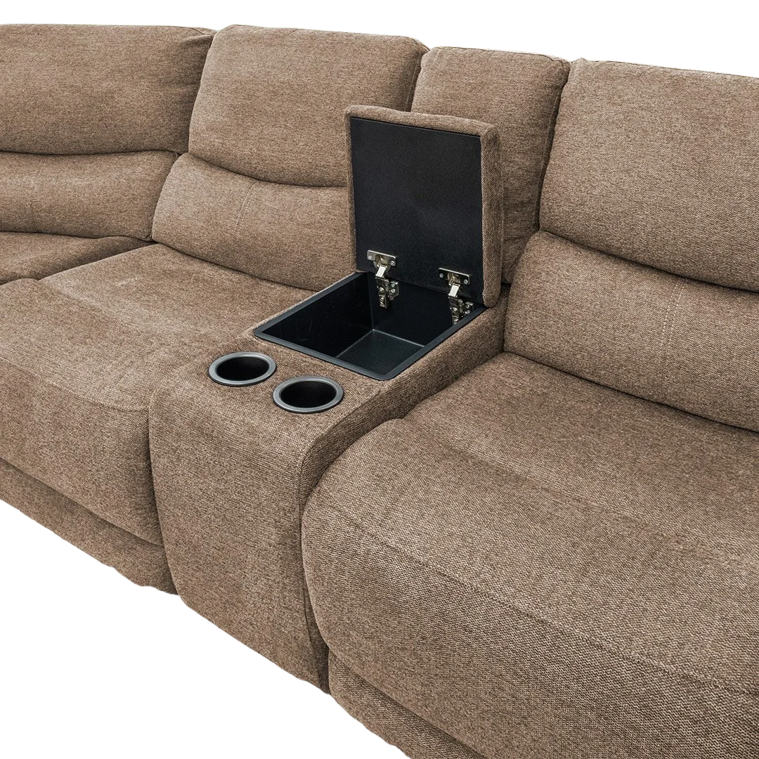 Bentley Corner Modular with 2 electric recliners - Latte Fabric