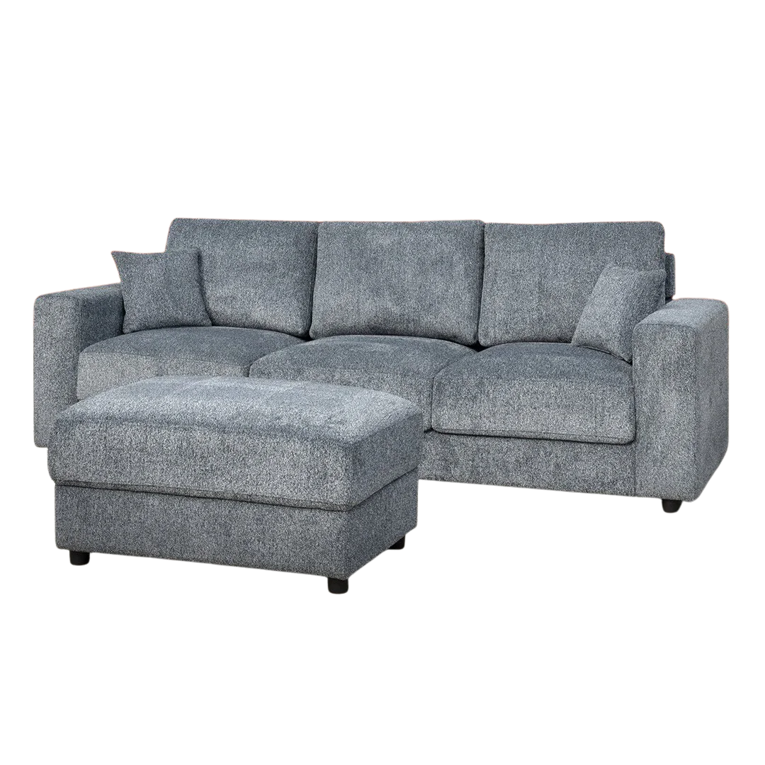 Bondi 3 Seater + Ottoman - Dark Grey