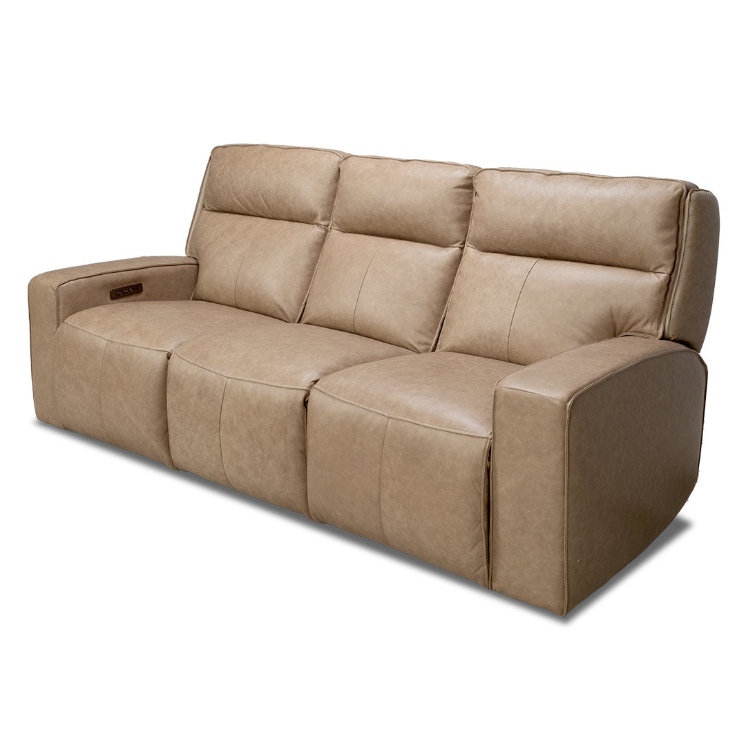 Bugatti Leather Electric 3 Seat Recliner Sofa - Taupe