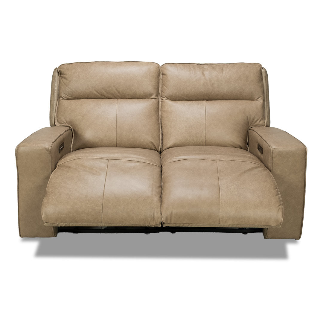 Bugatti Leather Electric 2 Seat Recliner Sofa - Taupe