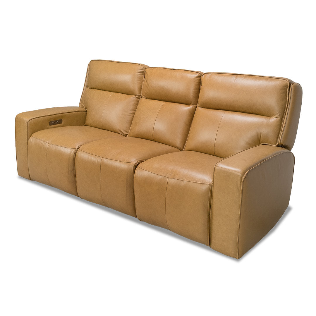 Bugatti Leather Electric 3 Seat Recliner Sofa - Honey
