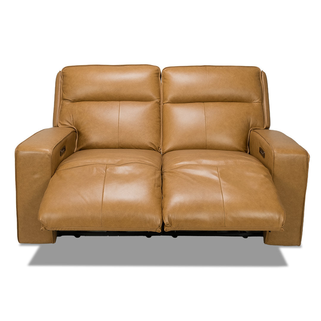 Bugatti Leather Electric 2 Seat Recliner Sofa - Honey