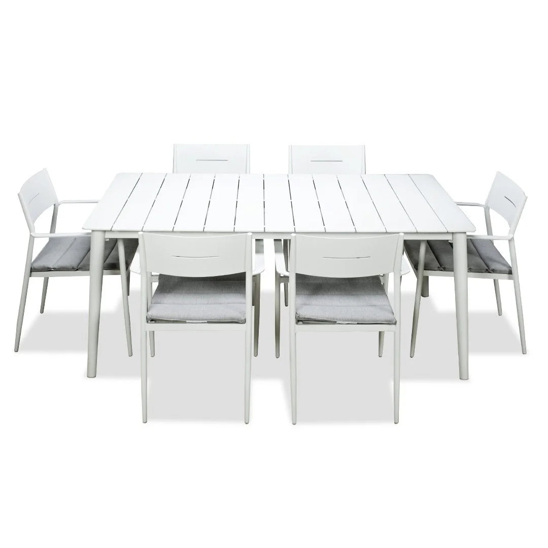 Cairns 7 Piece Outdoor Dining 1800mm - Cottesloe White Chairs