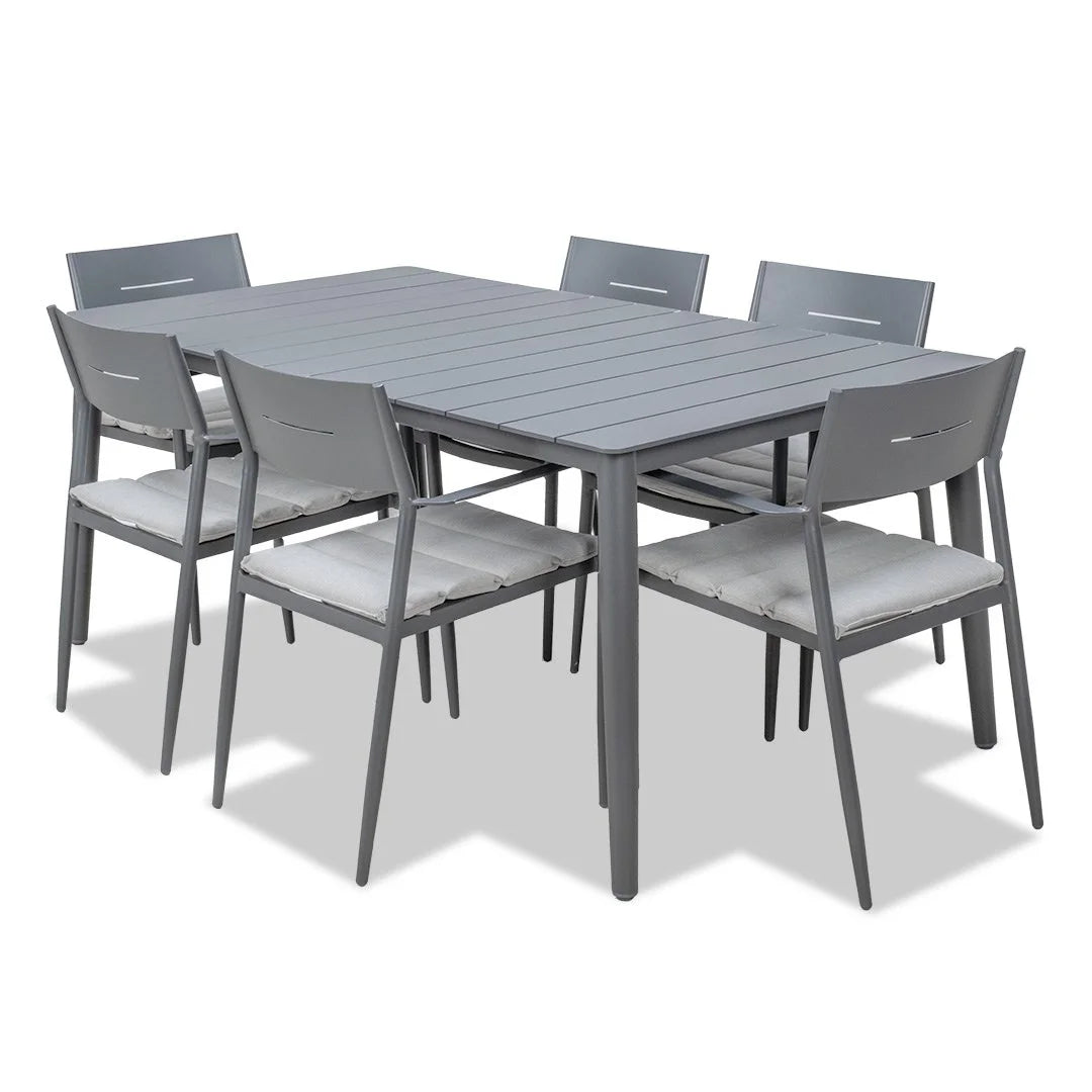 Cairns 7 Piece Outdoor Dining 1800mm - Cottesloe Gunmetal Chairs