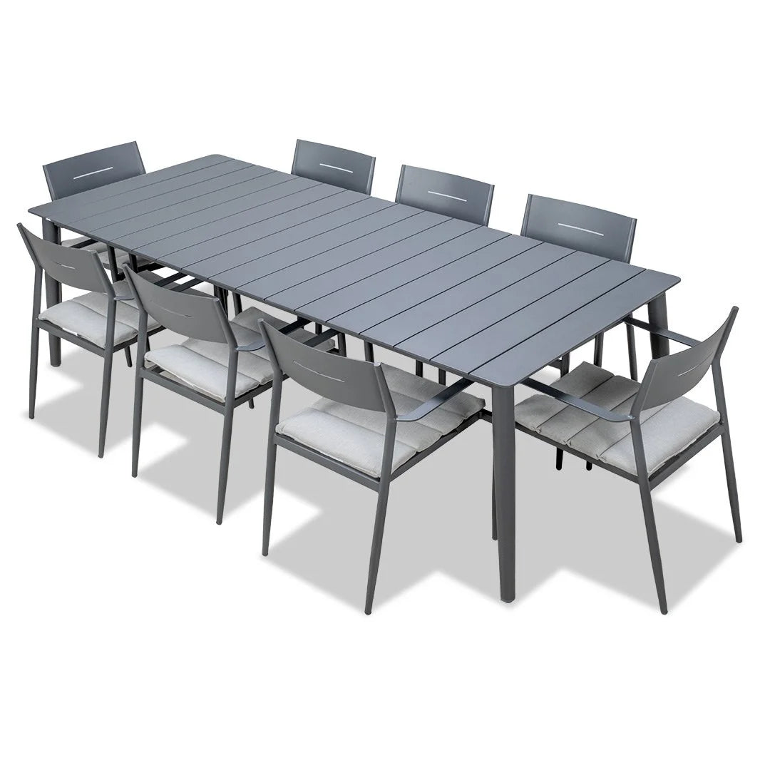 Cairns 9 Piece Outdoor Dining 2345mm - Cottesloe Gunmetal Chairs