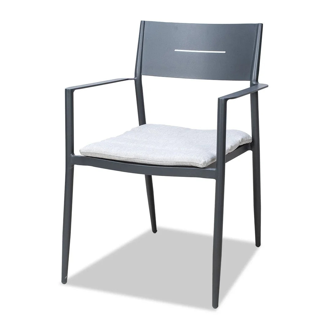 Cottesloe Outdoor Dining Chair with Cushion - Gunmetal