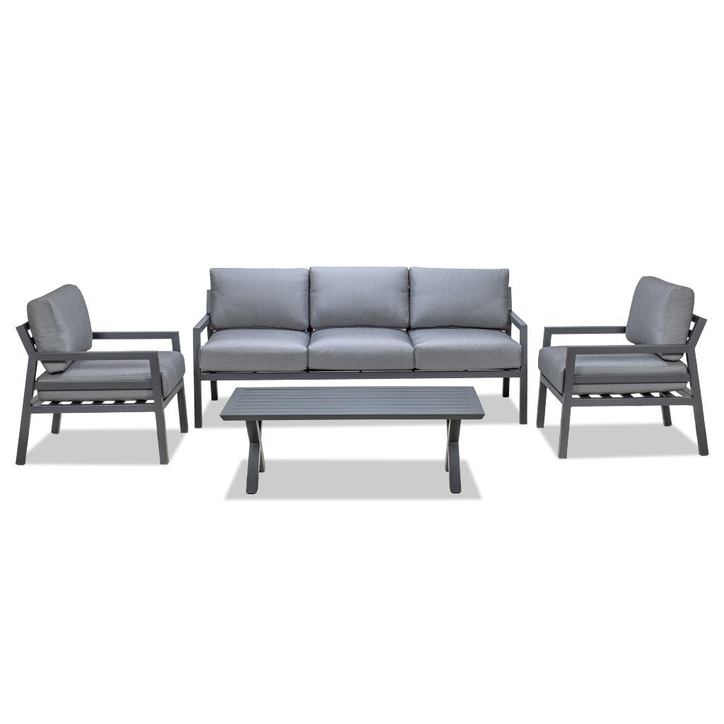Manteray 4 Piece Outdoor Lounge Suite - Gunmetal