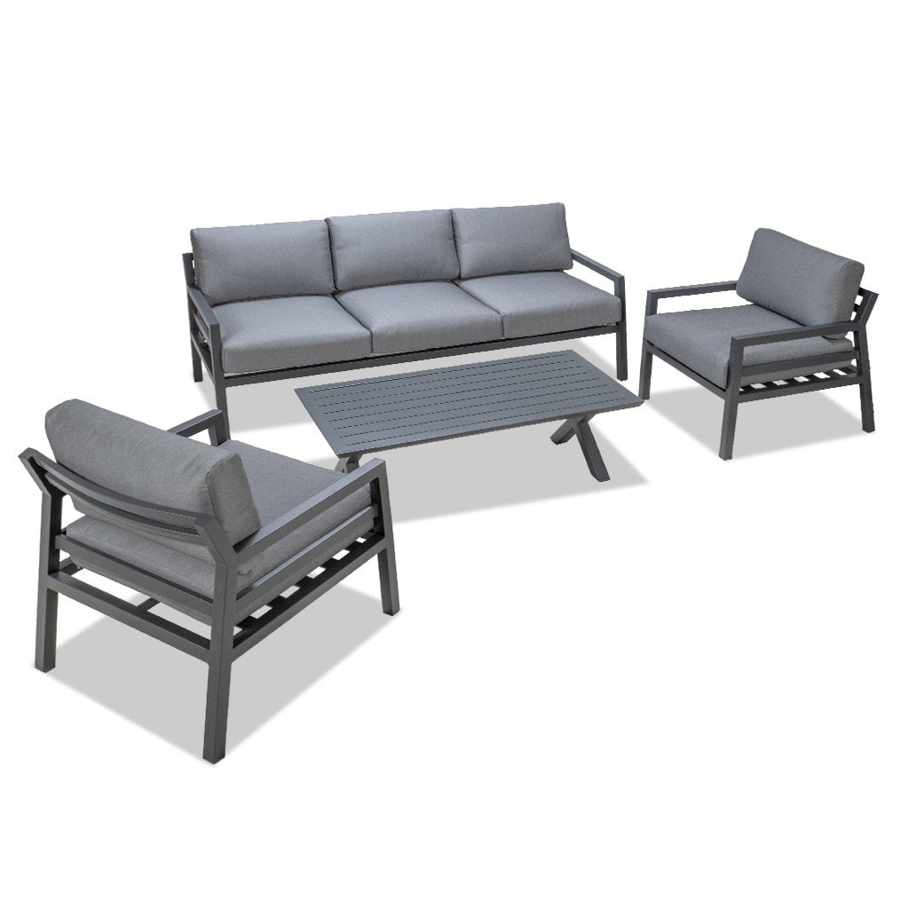 Manteray 4 Piece Outdoor Lounge Suite - Gunmetal