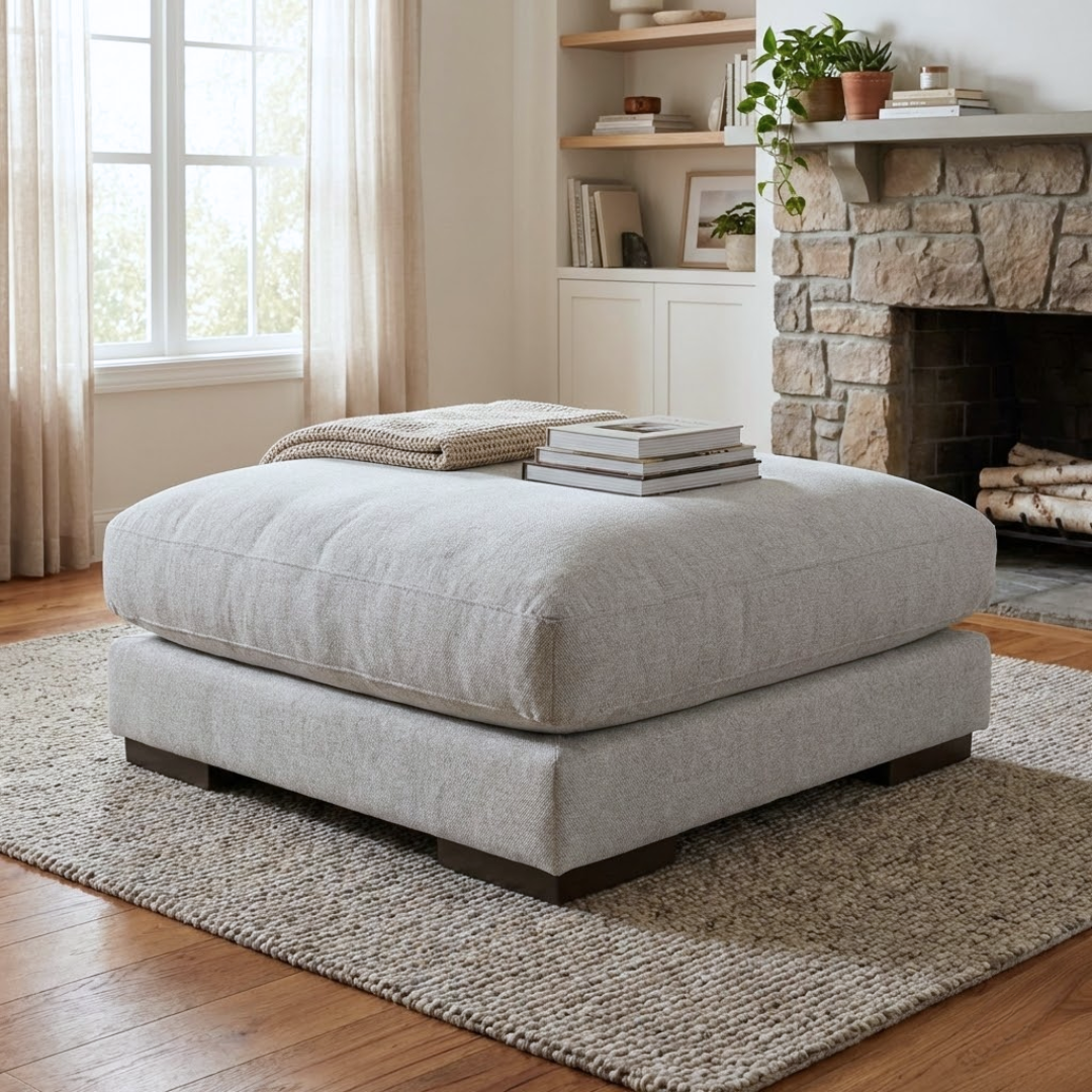 Byron Ottoman - Light Grey