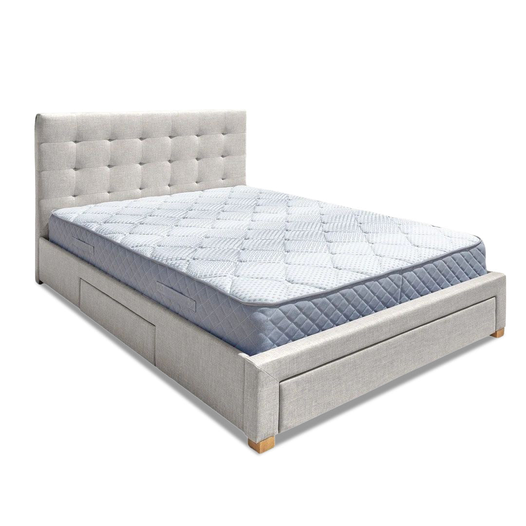 Neo Double Storage Bed - Oat White