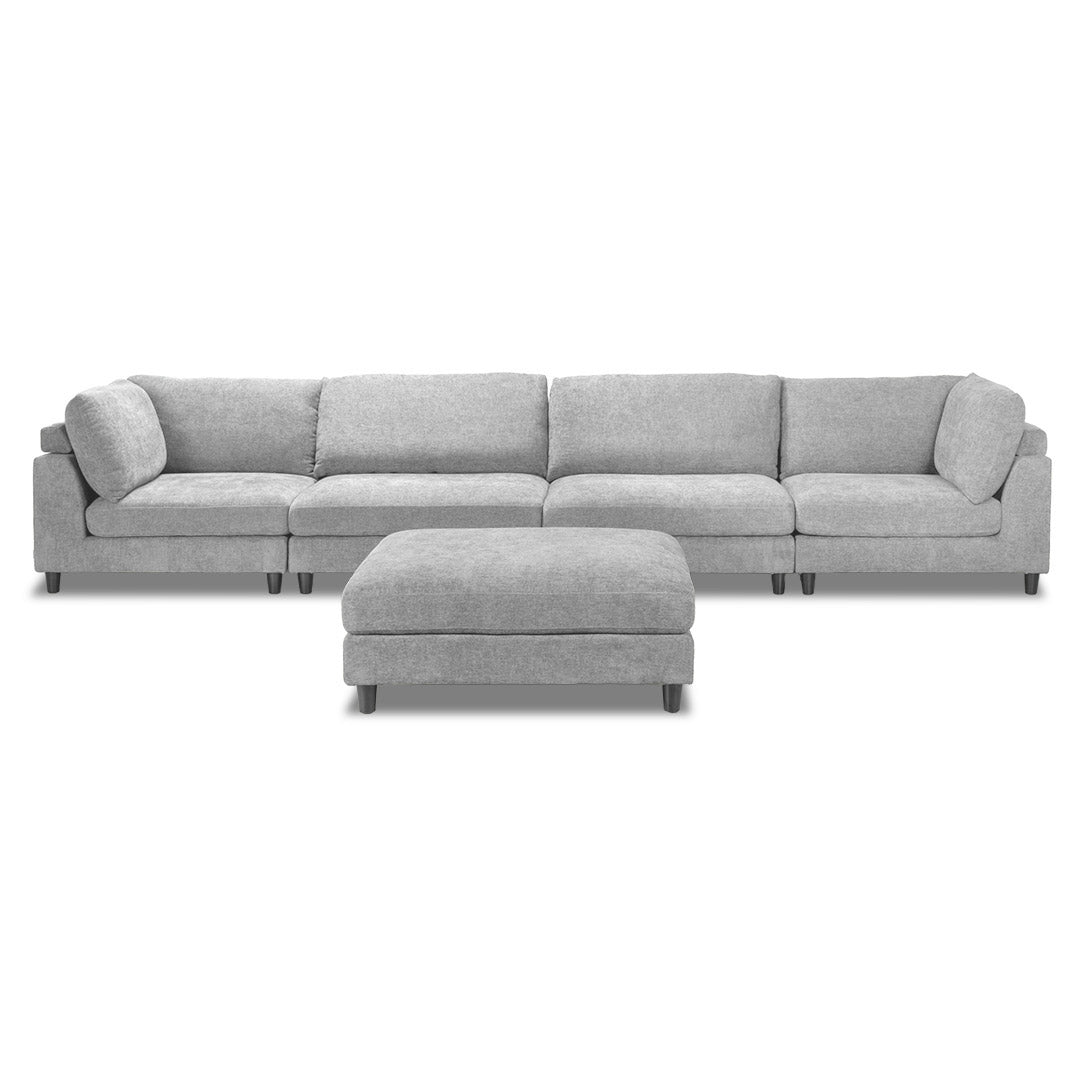 Portofino 4 Seat Modular with Ottoman - Grey