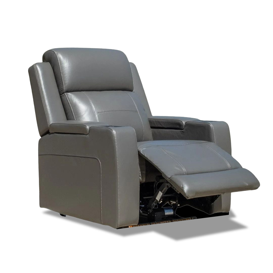 Quinn Leather Dual Electric 1 Seater - Storm