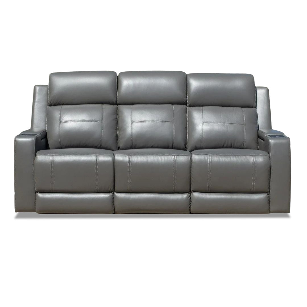 Quinn Leather Dual Electric 3 Seater - Storm