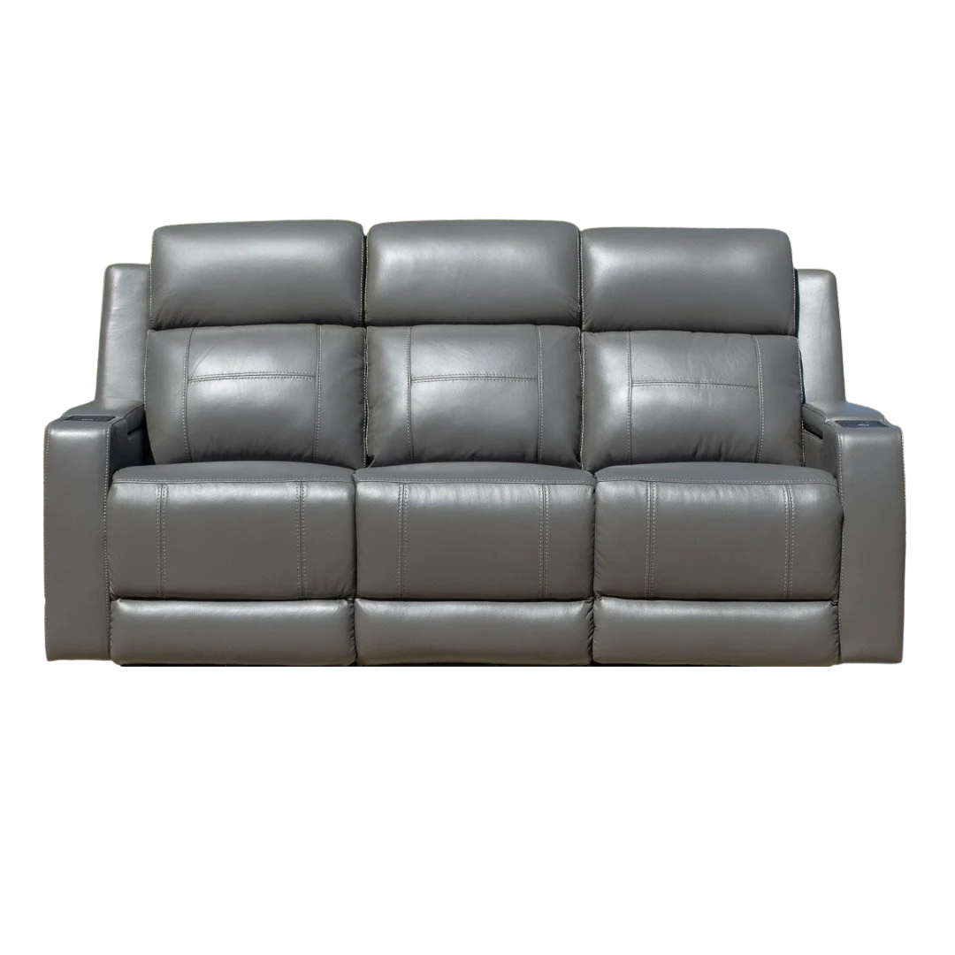 Quinn Leather Dual Electric 3 Seater - Storm