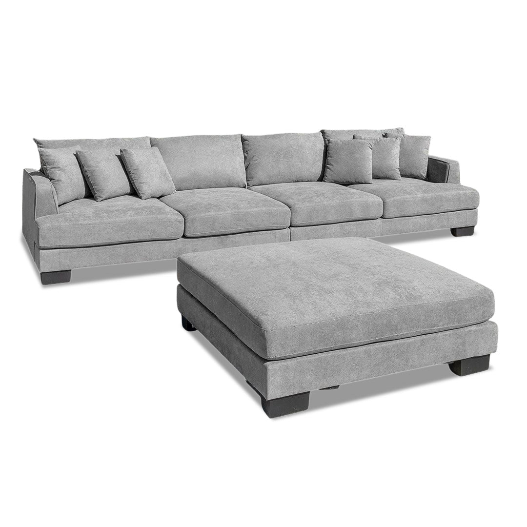 Santos Small 4 Seater + Ottoman - Mist (Light Grey)
