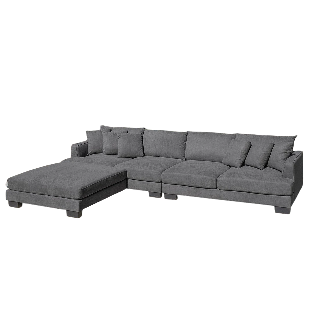 Santos Small 4 Seater + Ottoman - Charcoal (Dark Grey)