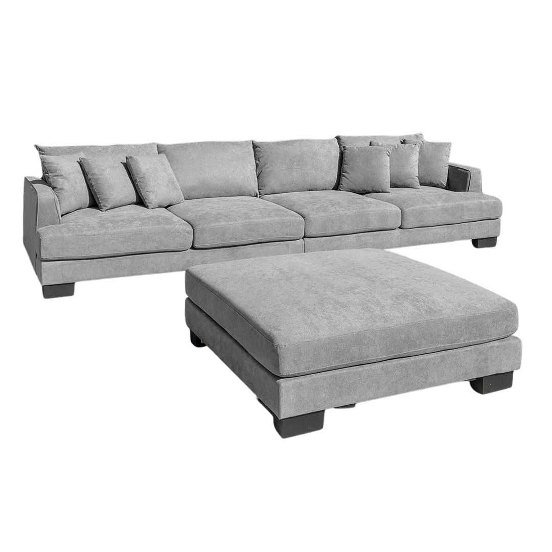 Santos Small 4 Seater + Ottoman - Mist (Light Grey)
