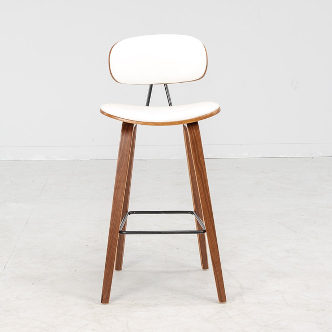 Sleek Barstool (4 leg) Walnut White