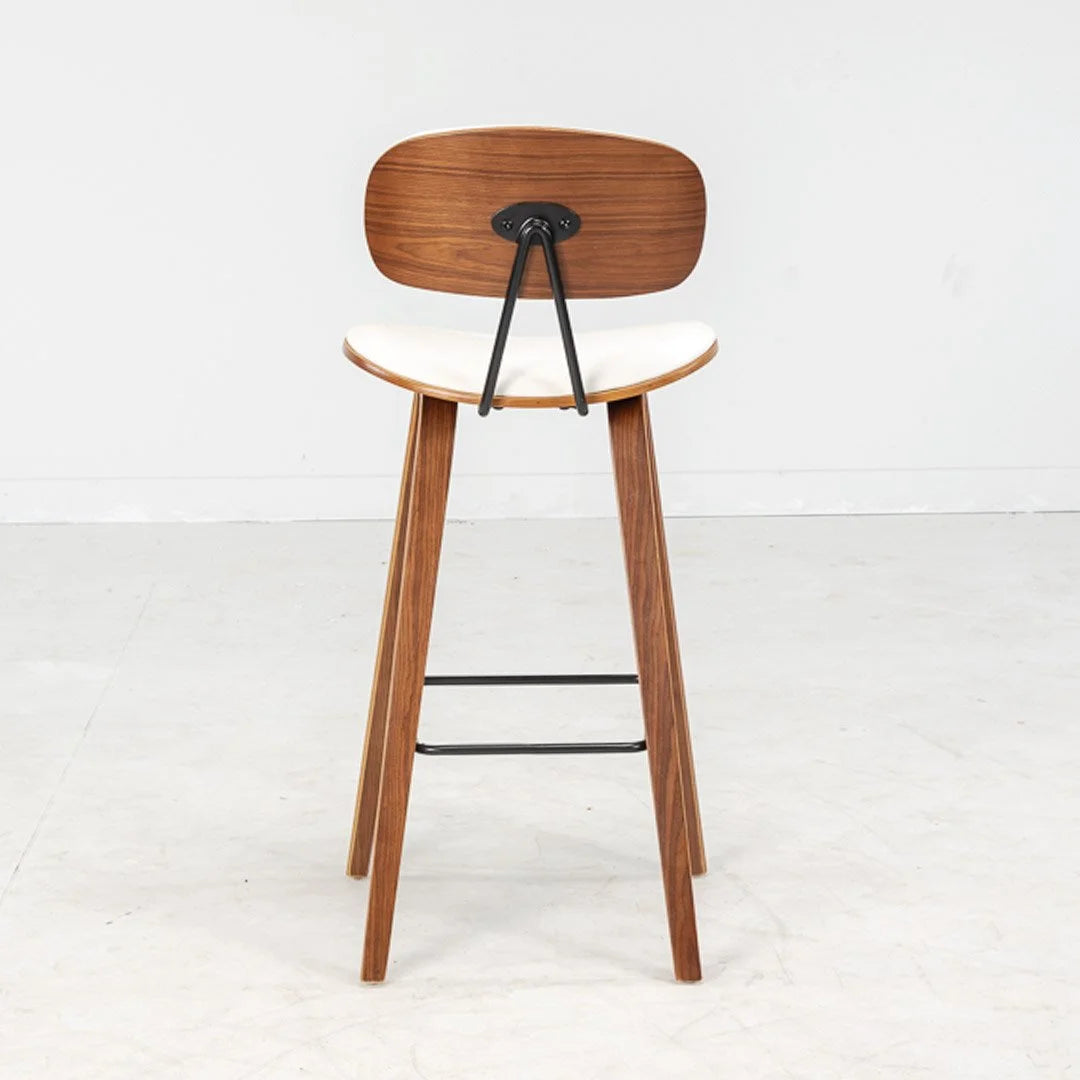 Sleek Barstool (4 leg) Walnut White