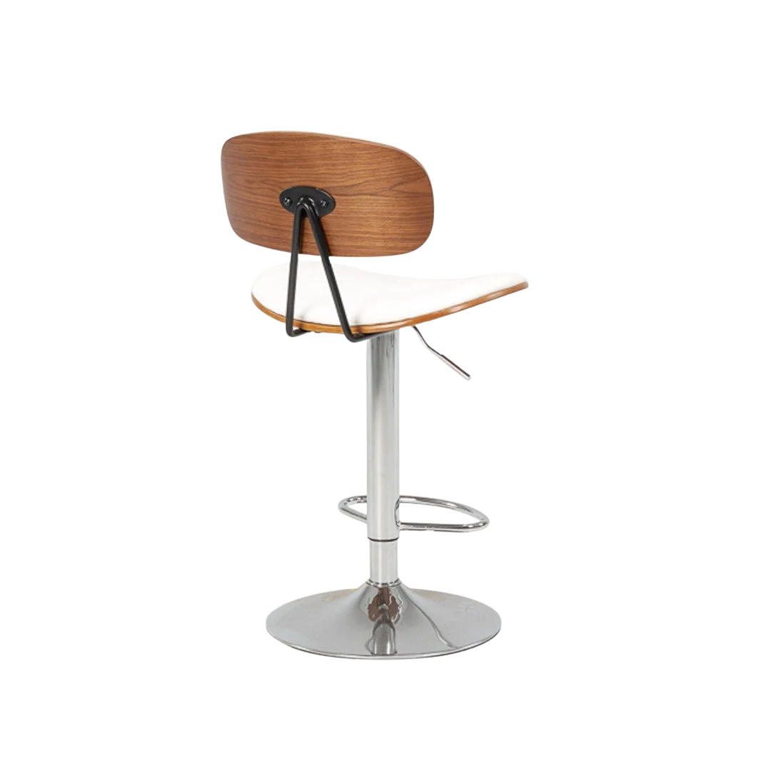 Sleek Barstool (Gas lift) White/Walnut