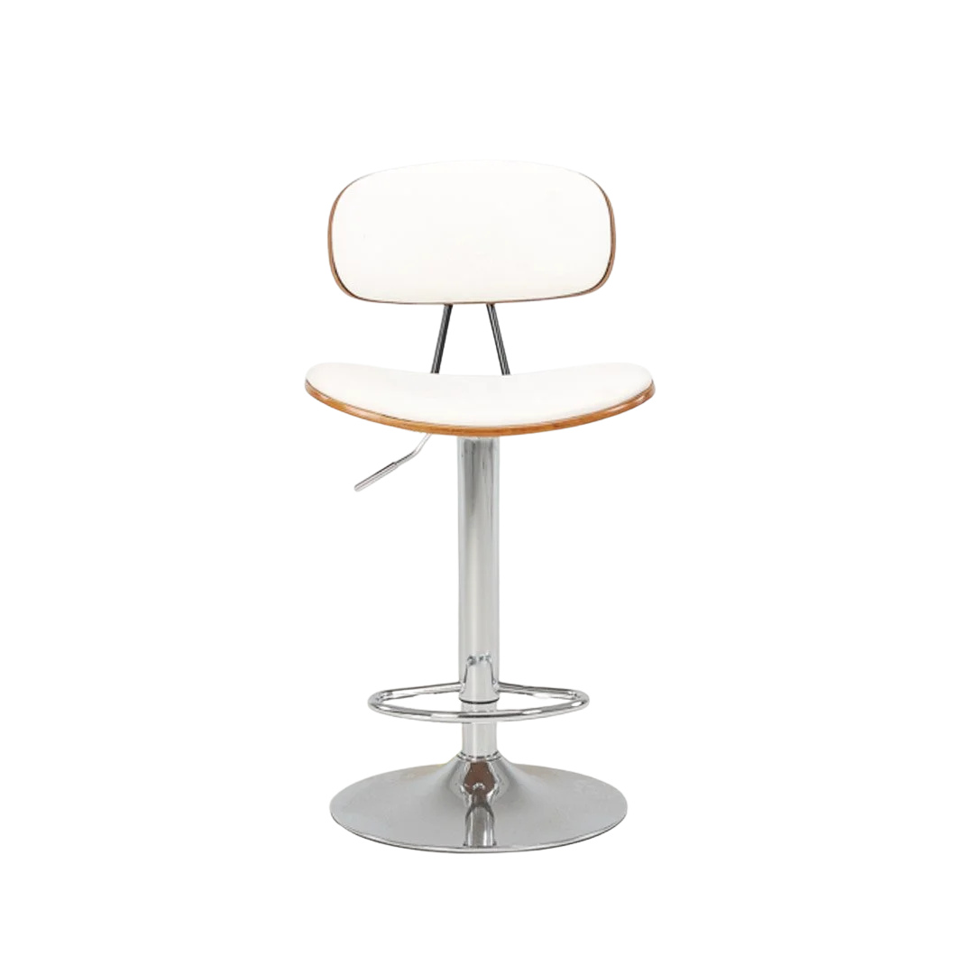 Sleek Barstool (Gas lift) White/Walnut