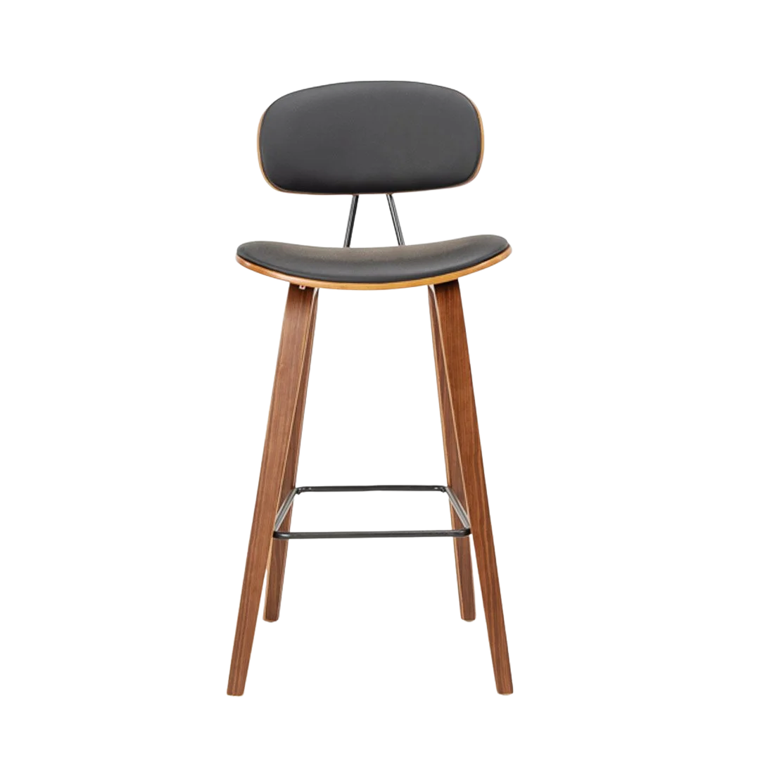 Sleek Barstool (4 leg) Black/Walnut