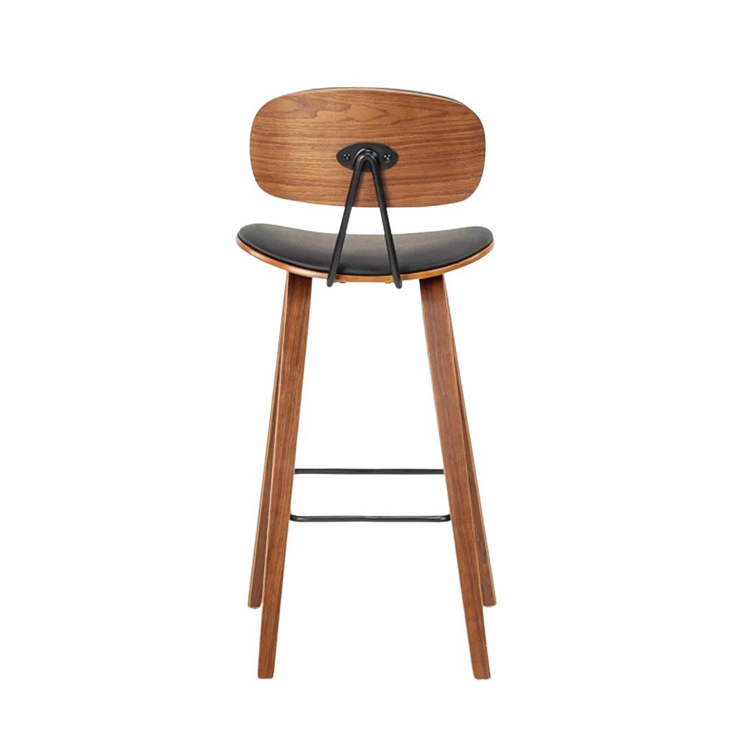 Sleek Barstool (4 leg) Black/Walnut