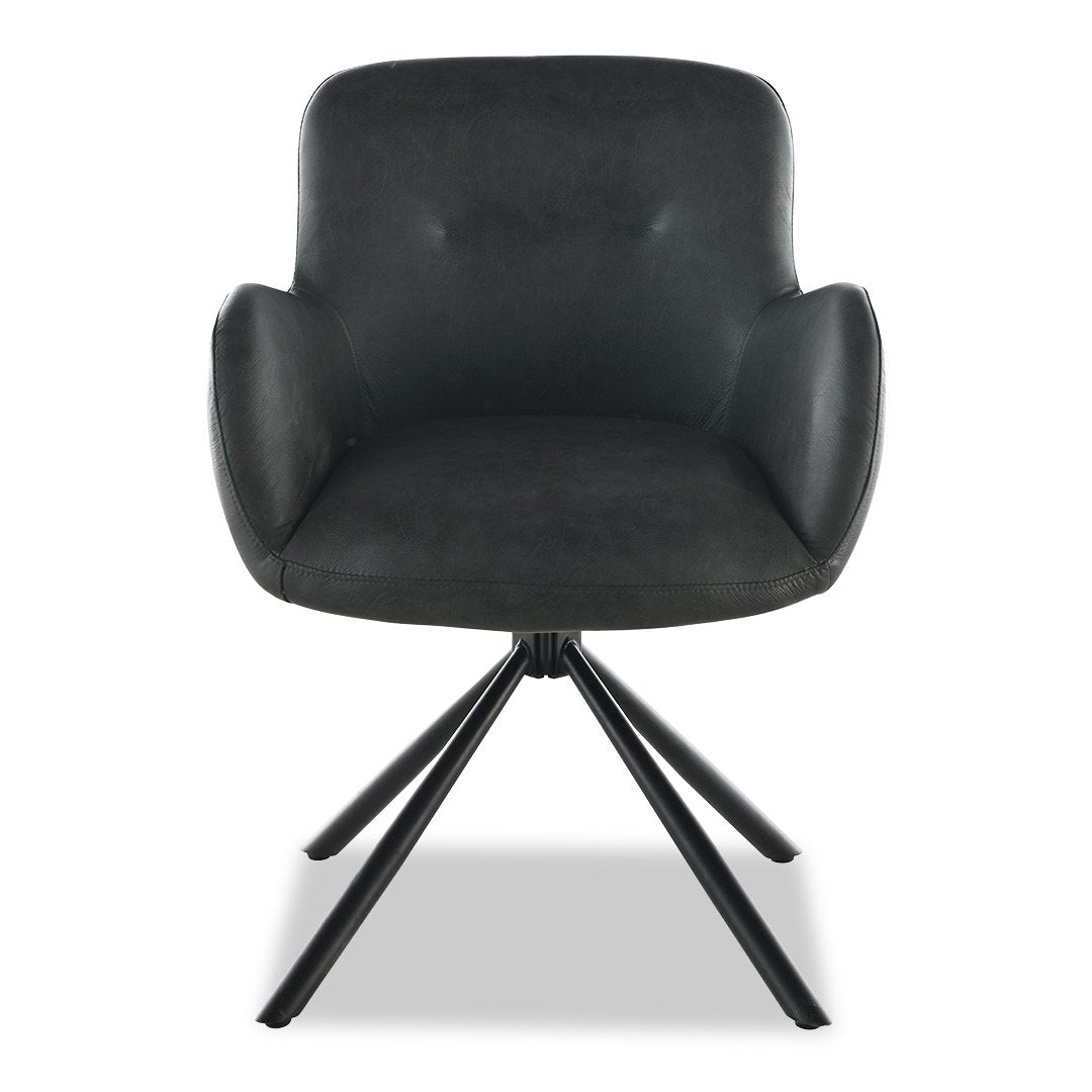 Amber Dining Chair - Dark Grey (Black Leg)