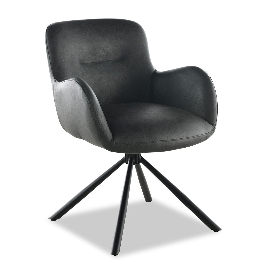 Amber Dining Chair - Dark Grey (Black Leg)