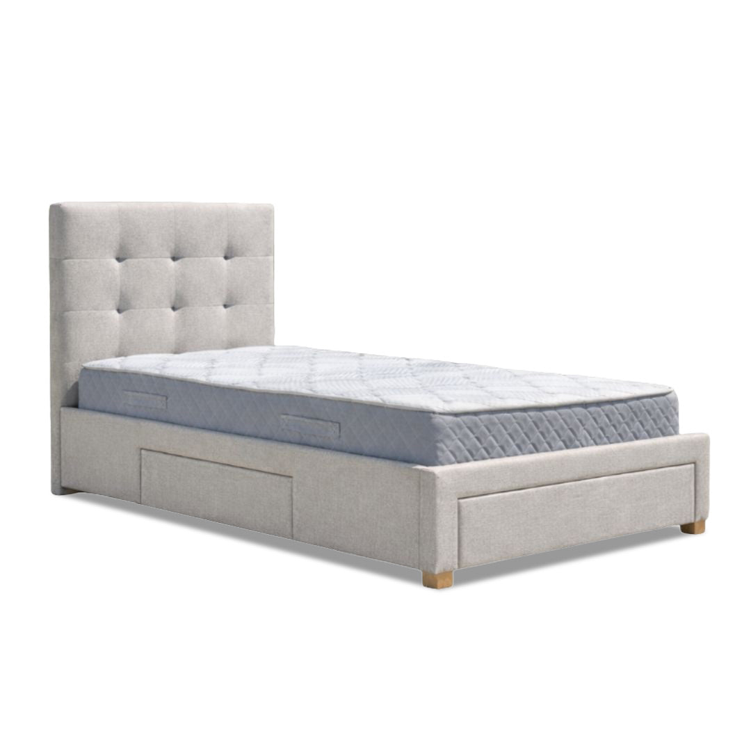 Neo Single Storage Bed - Oat White