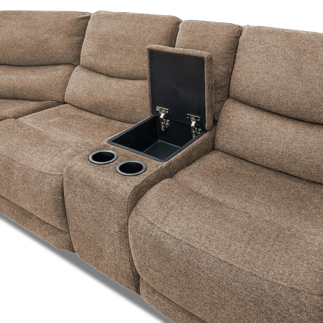 Bentley Corner Modular with 2 electric recliners - Latte Fabric