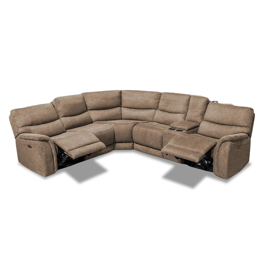 Bentley Corner Modular with 2 electric recliners - Latte Fabric