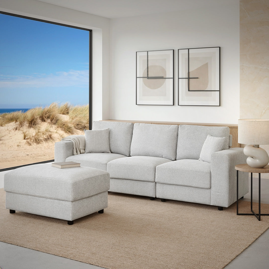 Bondi 3 Seater + Ottoman - Cream