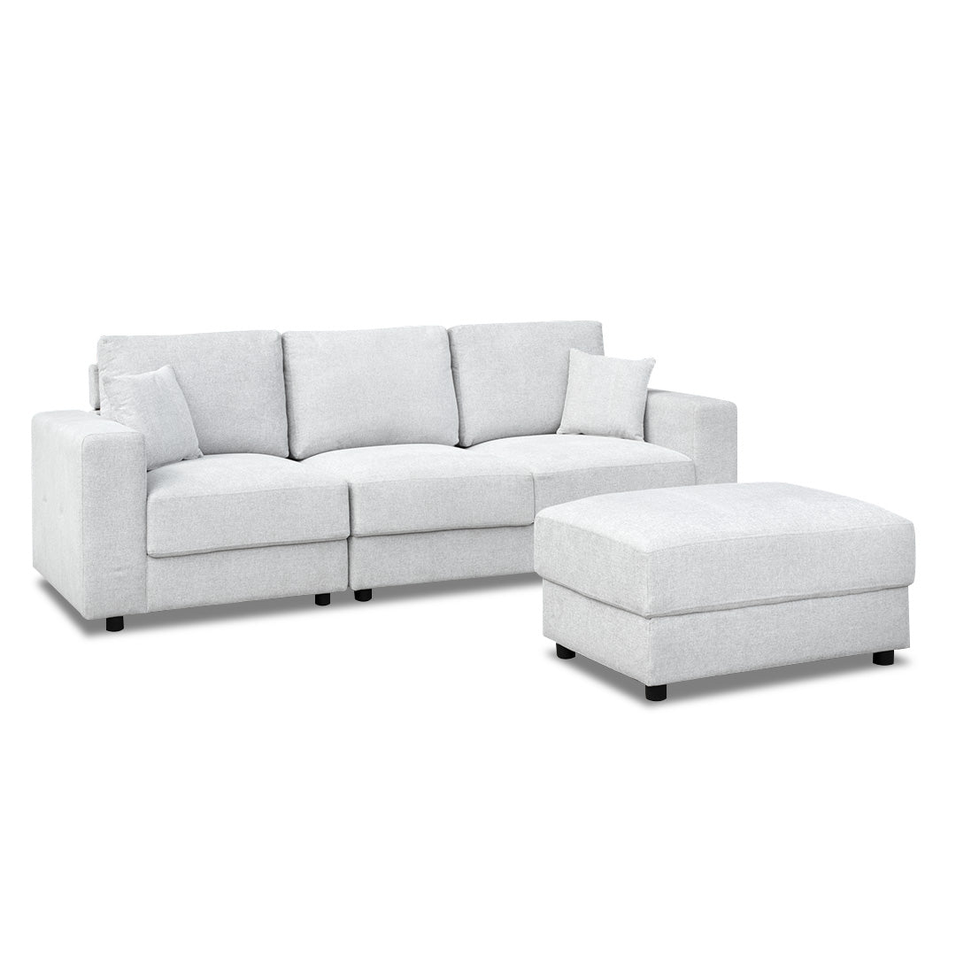 Bondi 3 Seater + Ottoman - Light Grey