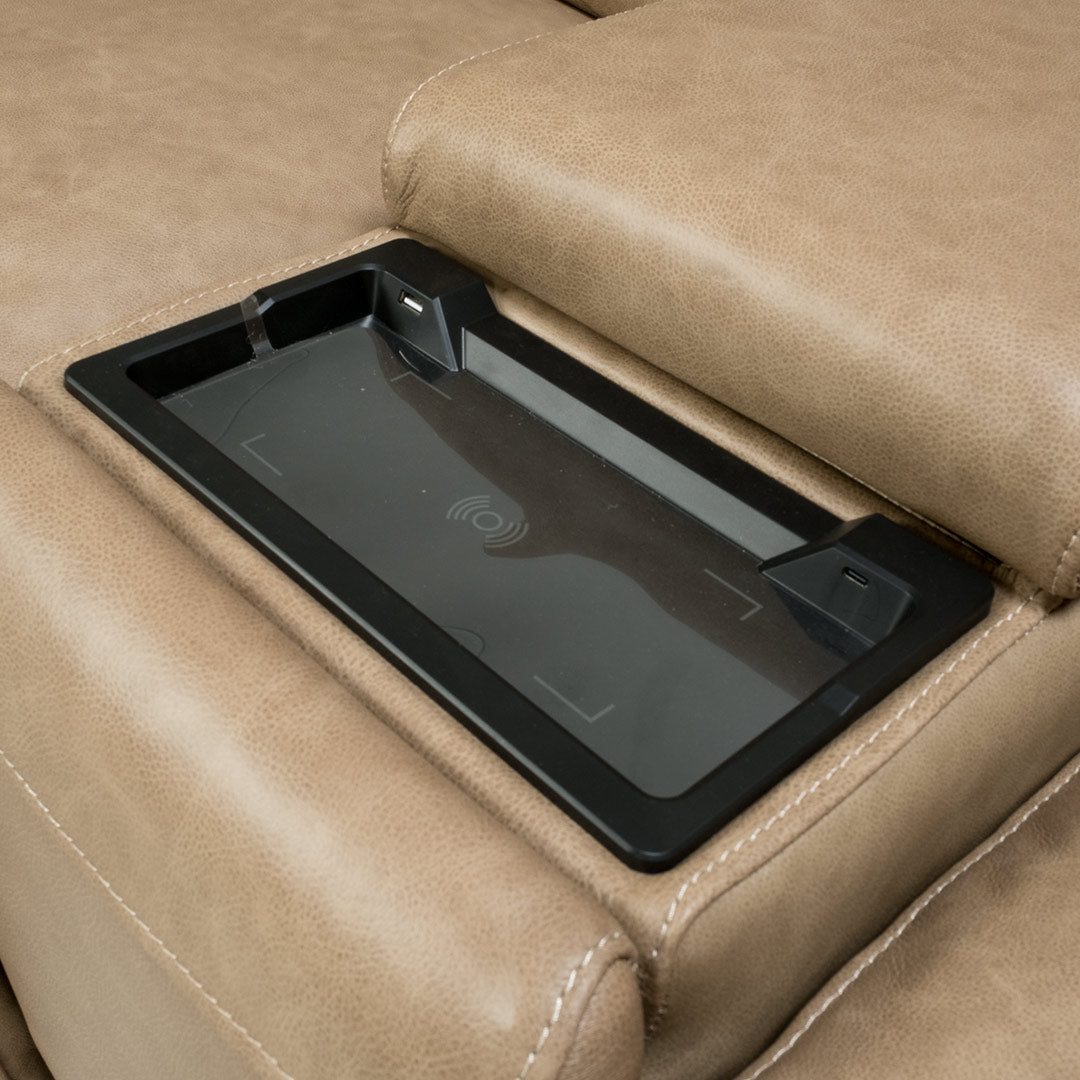 Bugatti Leather Modular with Motion - Latte
