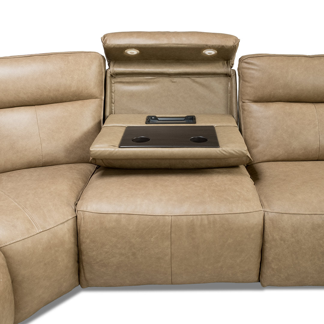 Bugatti Leather Modular with Motion - Latte
