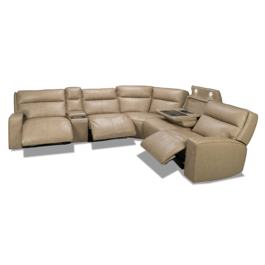 Bugatti Leather Modular with Motion - Latte
