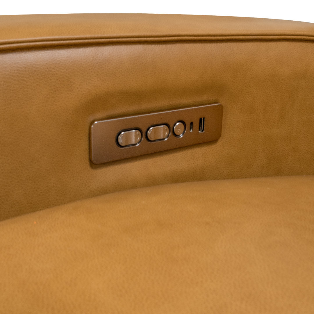 Bugatti Leather Electric 3 Seat Recliner Sofa - Honey