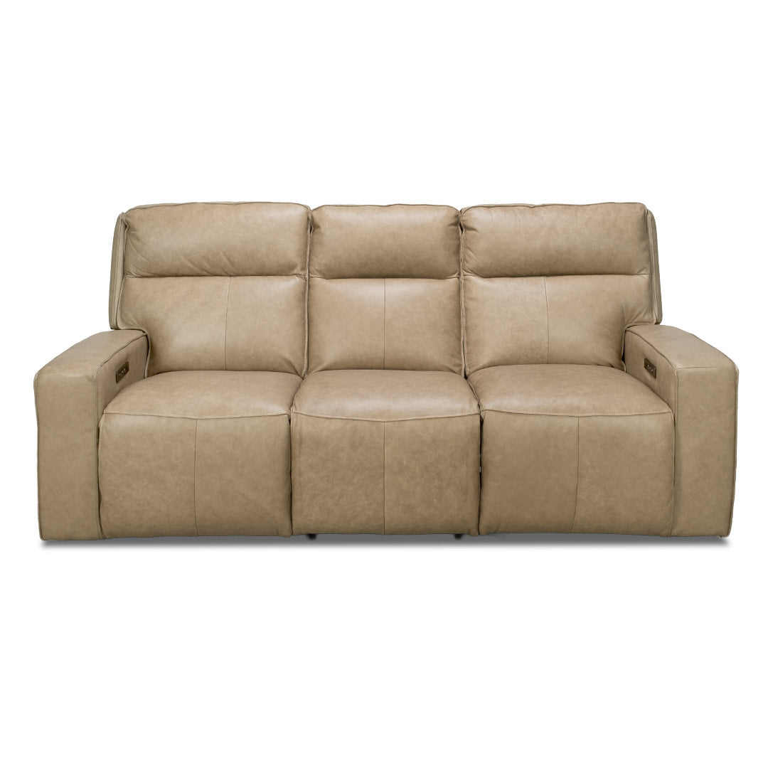 Bugatti Leather Electric 3 Seat Recliner Sofa - Taupe