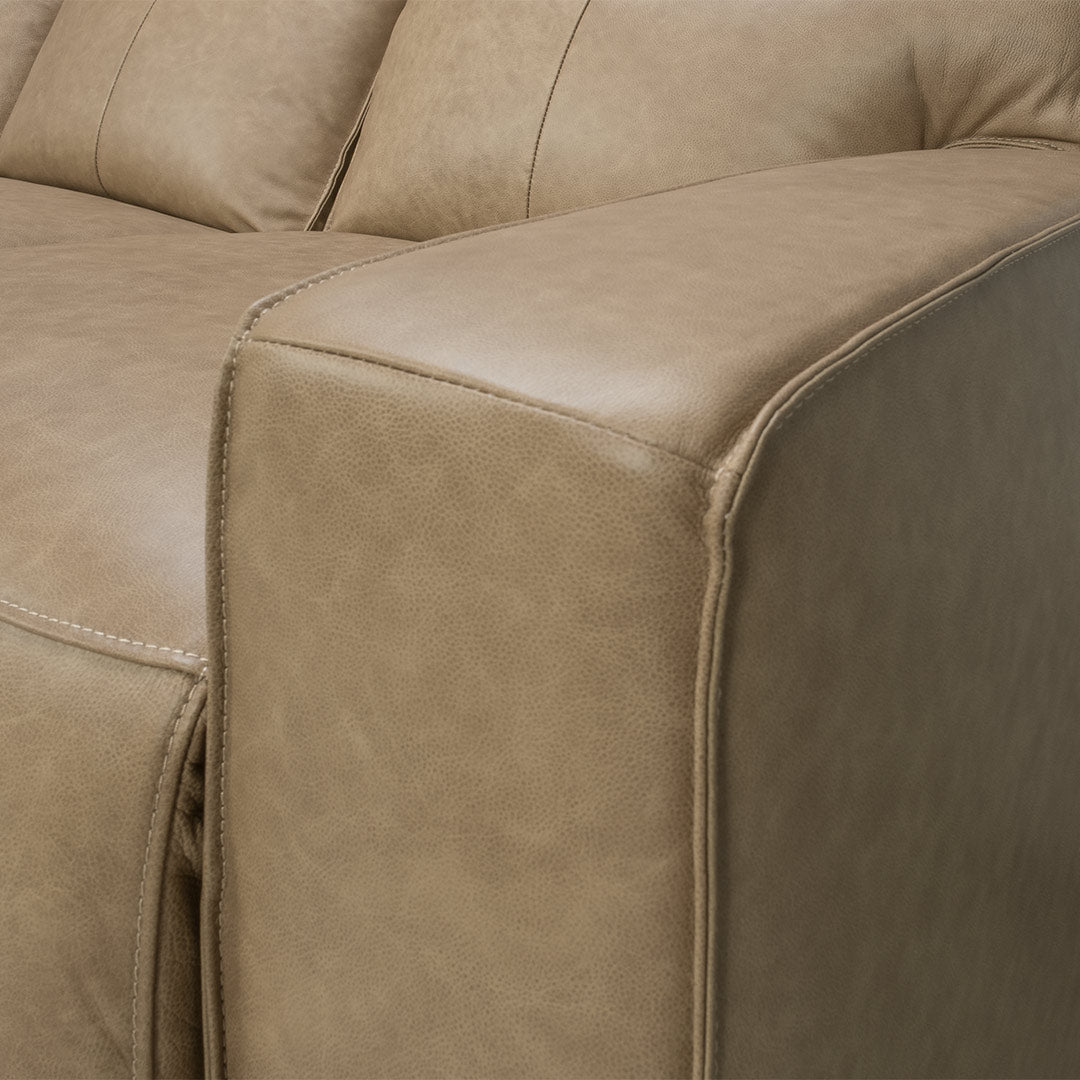 Bugatti Leather Electric 3 Seat Recliner Sofa - Taupe