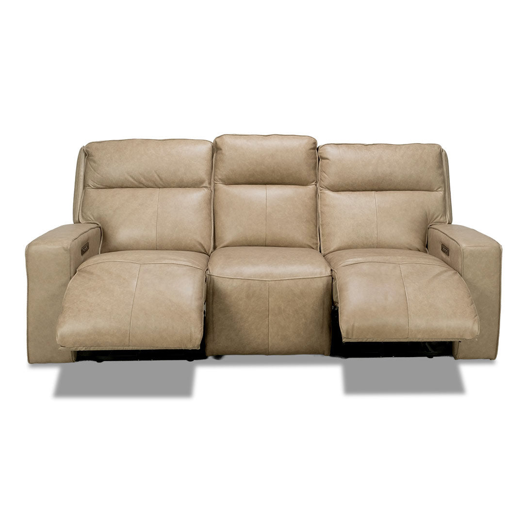 Bugatti Leather Electric 3 Seat Recliner Sofa - Taupe