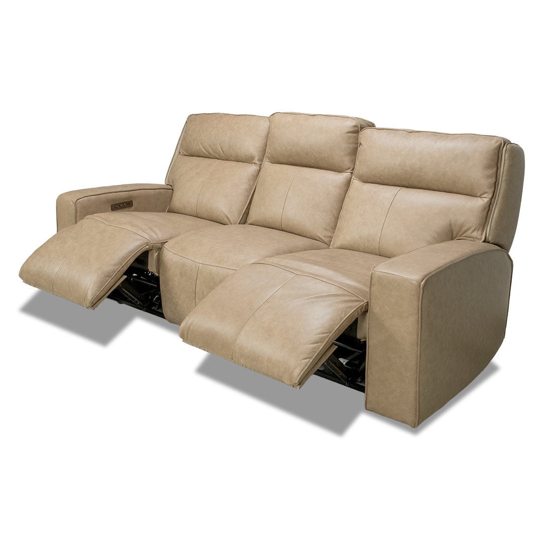 Bugatti Leather Electric 3 Seat Recliner Sofa - Taupe