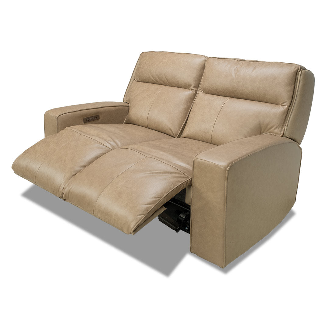Bugatti Leather Electric 2 Seat Recliner Sofa - Taupe