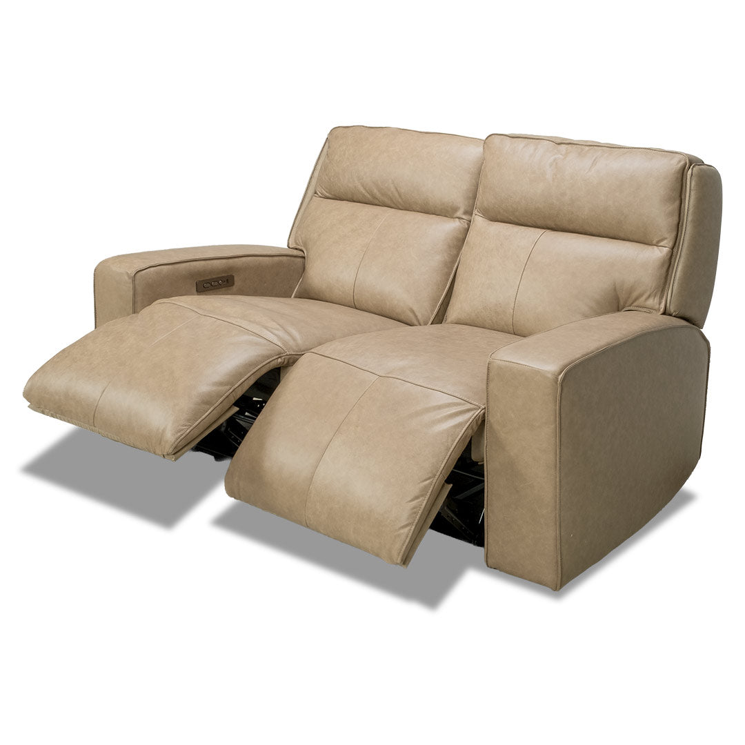 Bugatti Leather Electric 2 Seat Recliner Sofa - Taupe