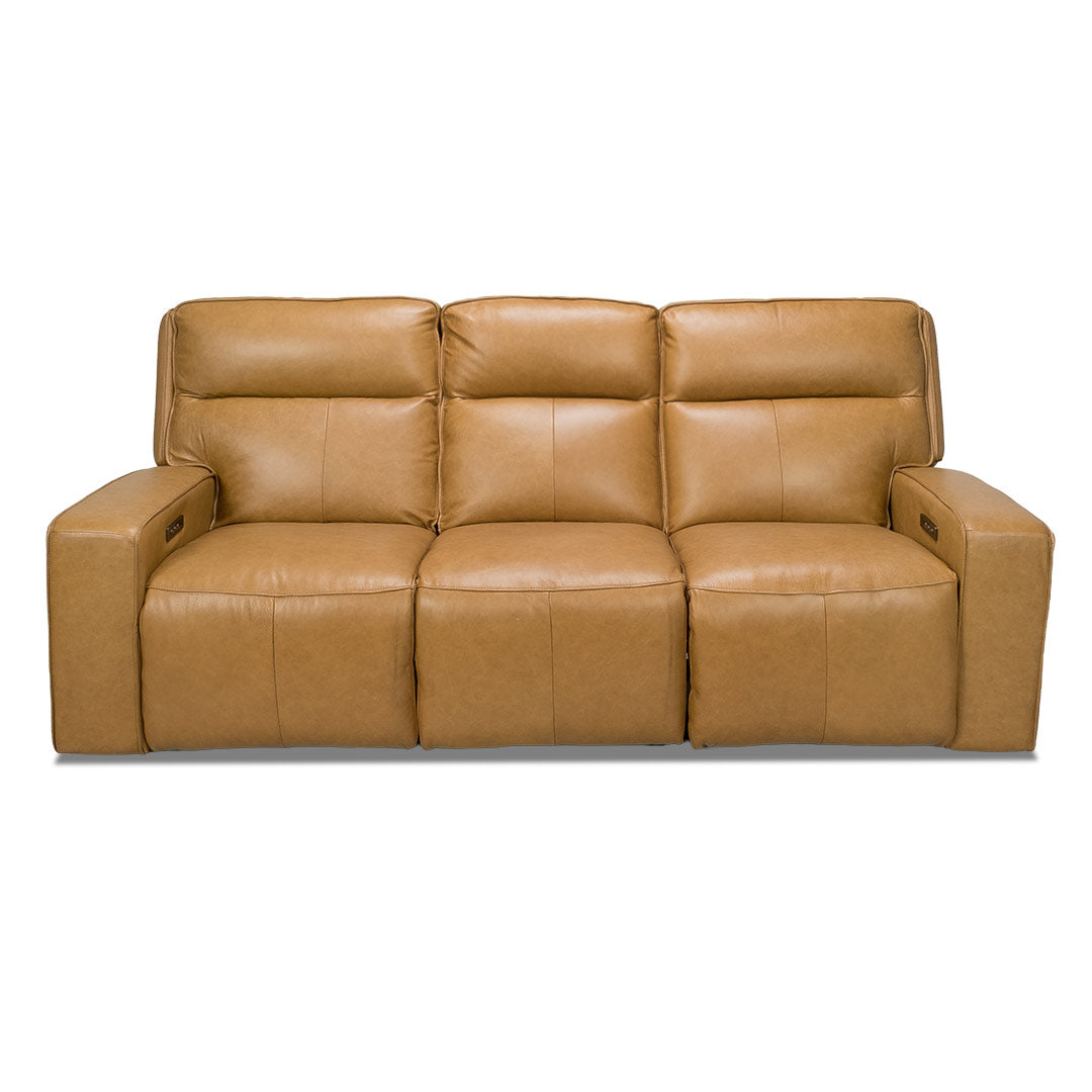 Bugatti Leather Electric 3 Seat Recliner Sofa - Honey