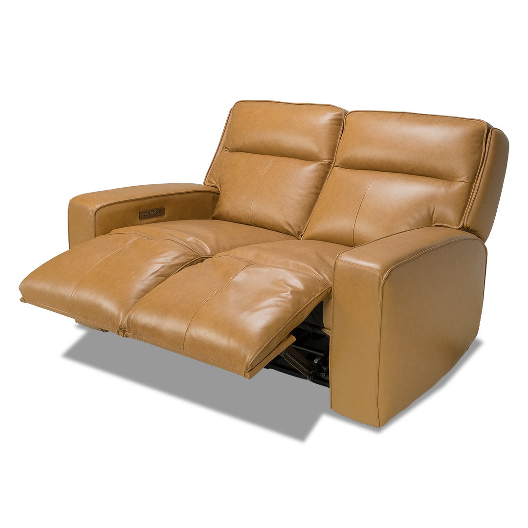 Bugatti Leather Electric 2 Seat Recliner Sofa - Honey
