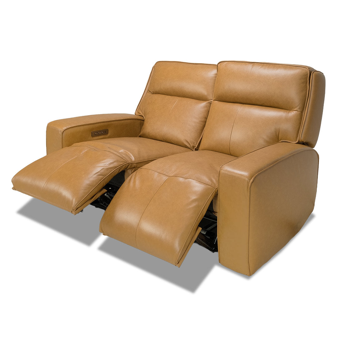 Bugatti Leather Electric 2 Seat Recliner Sofa - Honey