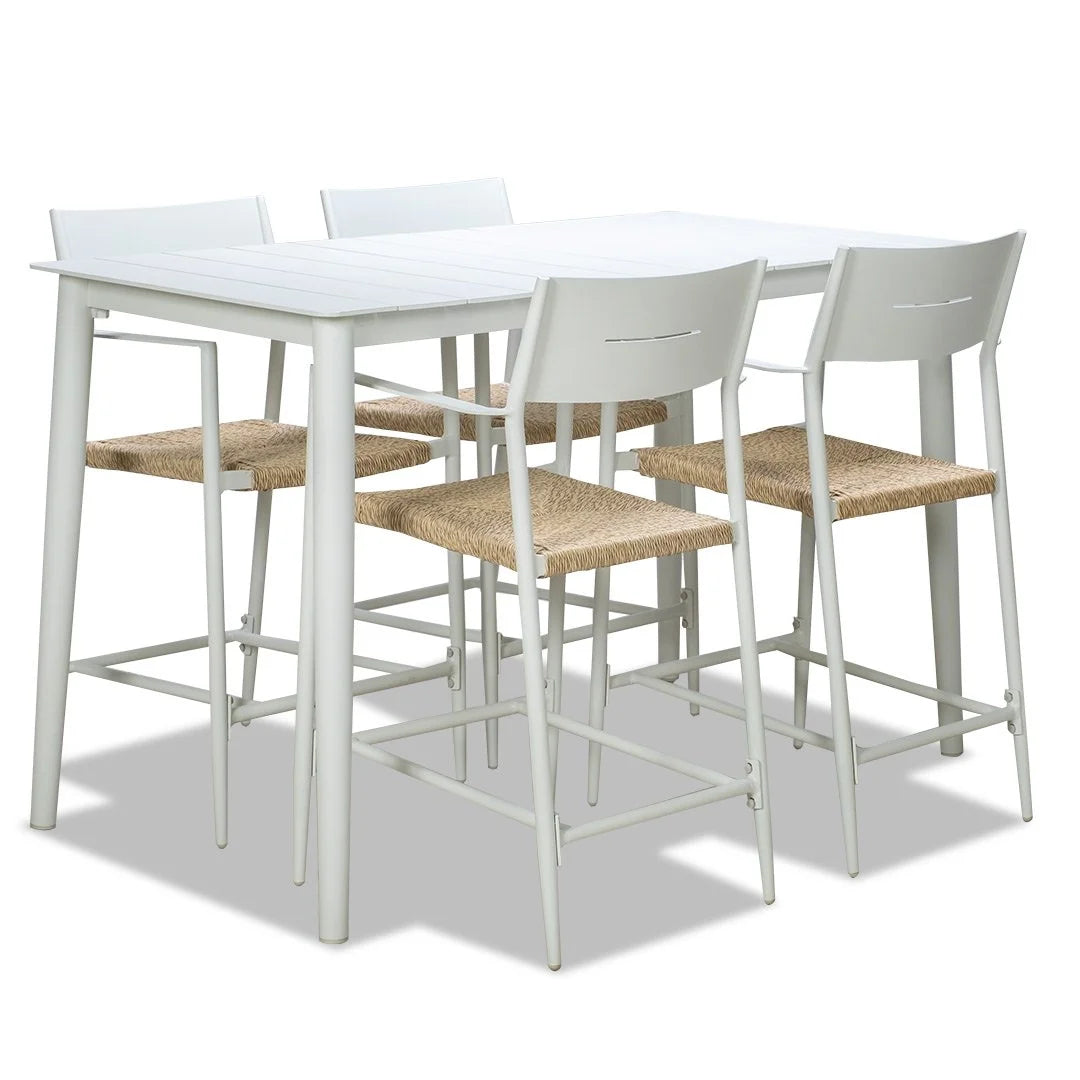 Cairns Bar Set - White Cott Wicker Barstools